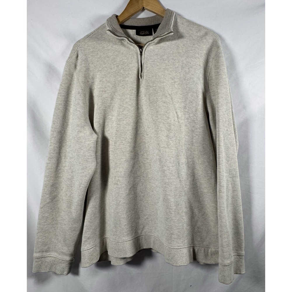 TASSO ELBA Men Quarter-Zip Heavy Pullover Sweater Lt Gray Sz XL zipper pull miss